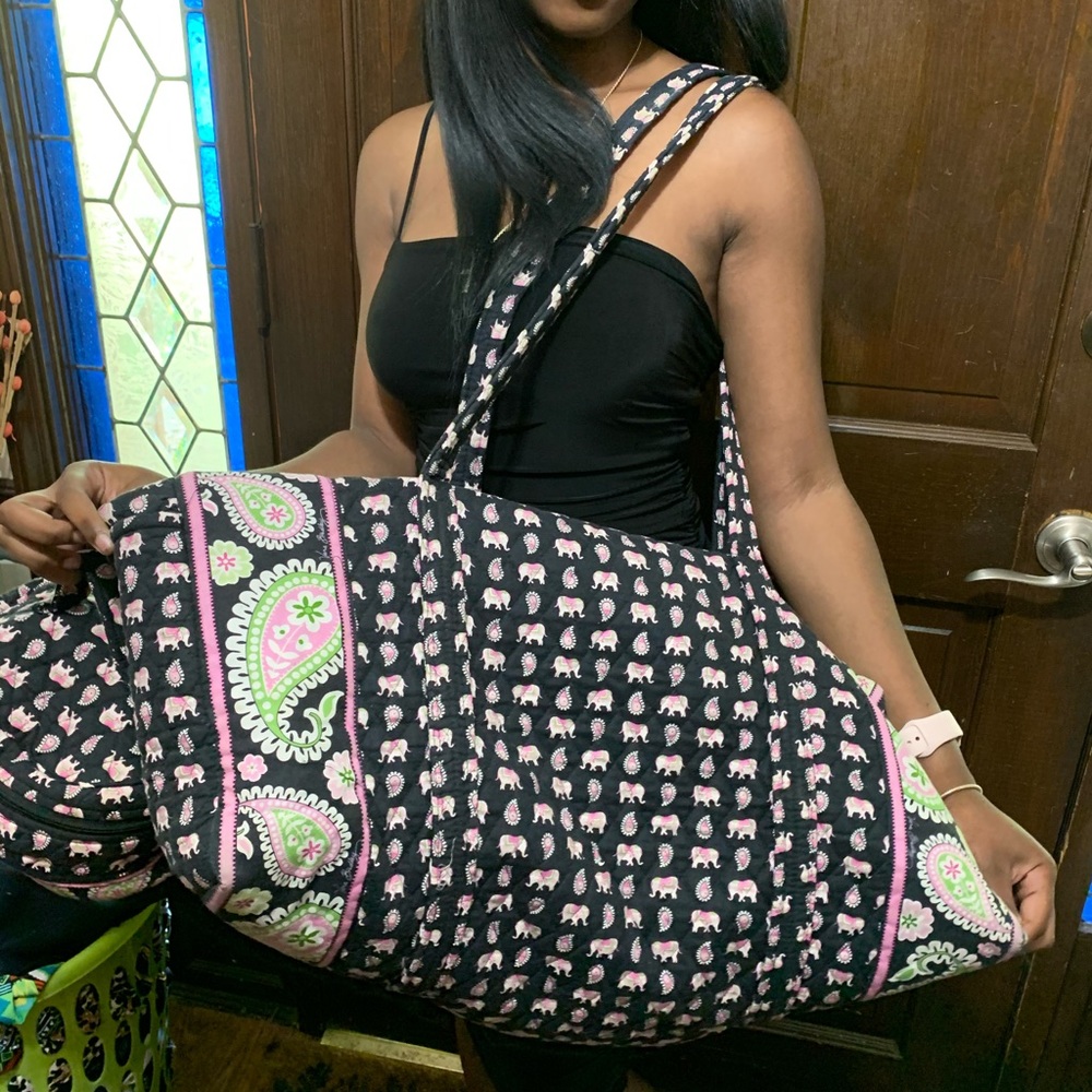Vera Bradley overnight and cosmetic bag set